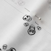 Scribble Goth - Skull Florets, white