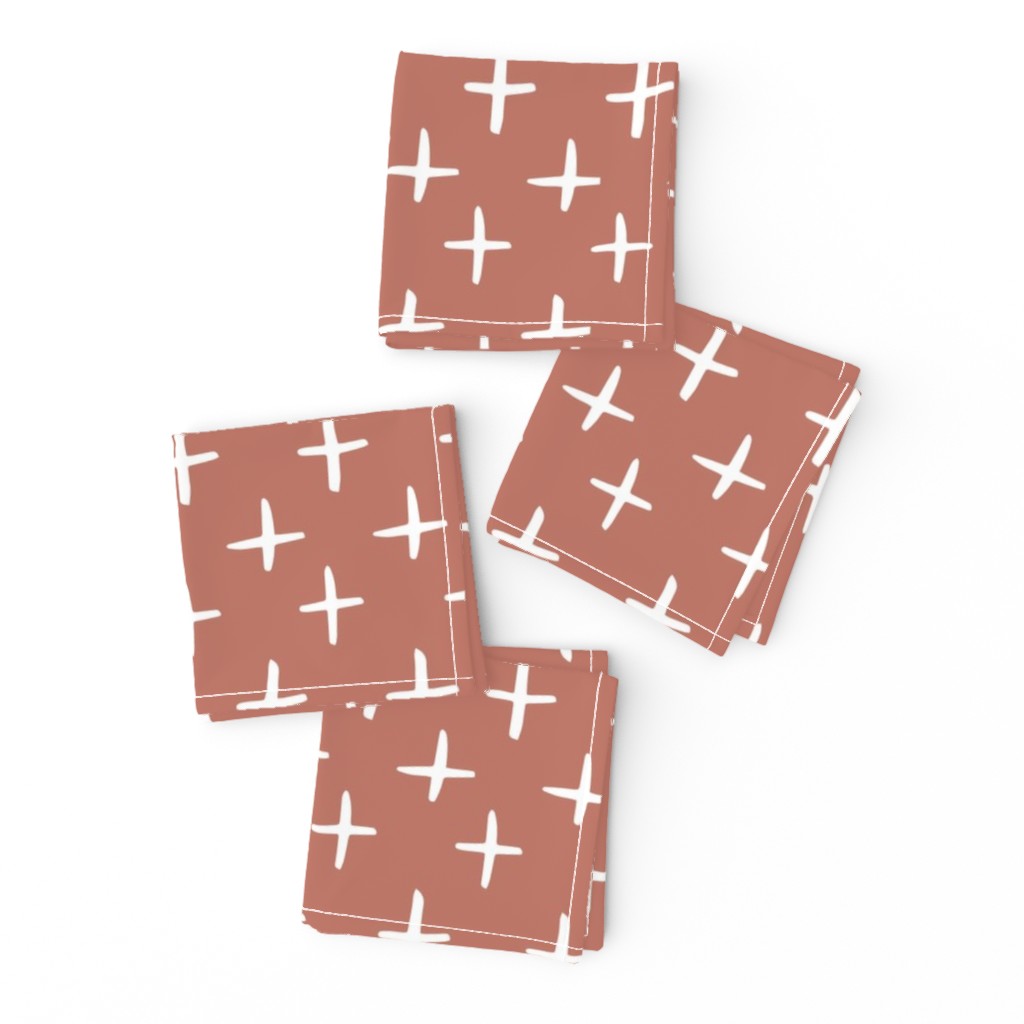 Terracotta Brushed Cross Pattern