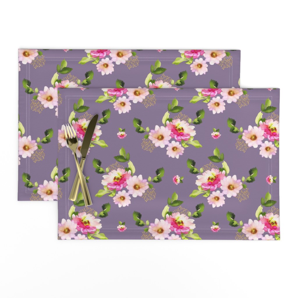 8" Pink and Green Florals - Lilac