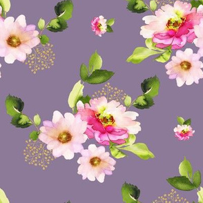 8" Pink and Green Florals - Lilac