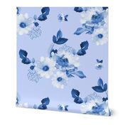 4" Blue Watercolor Florals - Blue