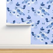 4" Blue Watercolor Florals - Blue