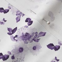 4" Purple Watercolor Florals - White