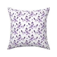 4" Purple Watercolor Florals - White