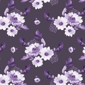 4" Purple Watercolor Florals - Plum