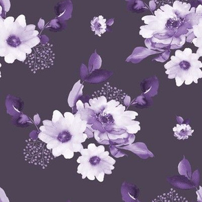 8" Purple Watercolor Florals - Plum