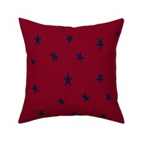 orchid and navy wonky stars navy on burgundy