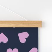 1 inch scattered hearts orchid on navy