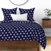 1 inch scattered hearts orchid on navy