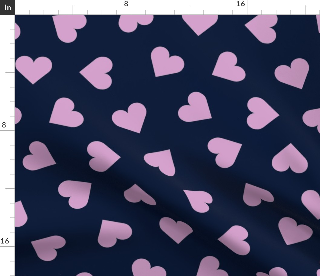 1 inch scattered hearts orchid on navy
