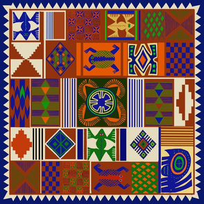 African Folk Art Faux Quilt 36 inch