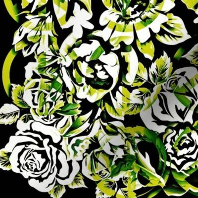 peace roses-monochromatic, green