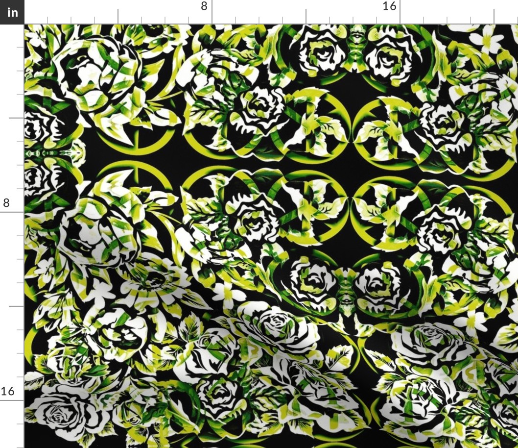 peace roses-monochromatic, green