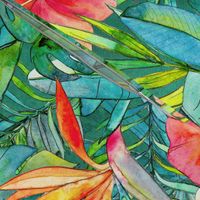 Classic Tropical Garden in watercolors 2 extra large print