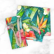 Classic Tropical Garden in watercolors 2 extra large print