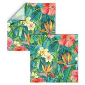 Classic Tropical Garden in watercolors 2 extra large print