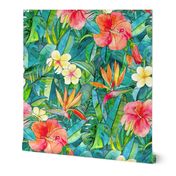 Classic Tropical Garden in watercolors 2 extra large print