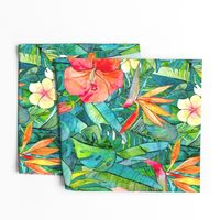 Classic Tropical Garden in watercolors 2 extra large print