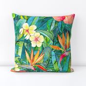 Classic Tropical Garden in watercolors 2 extra large print