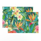 Classic Tropical Garden in watercolors 2 extra large print