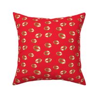 gold lips on red kiss print lip print