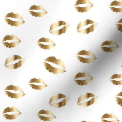 gold lips on white gold kiss print lip