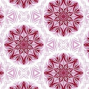 Blossoming Burgundy Stars on White