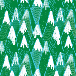 Snow mountains // green and blue