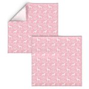 min pin floral silhouette miniature doberman pinscher fabric pink