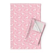 min pin floral silhouette miniature doberman pinscher fabric pink