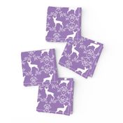 min pin floral silhouette miniature doberman pinscher fabric purple