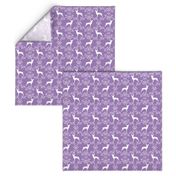 min pin floral silhouette miniature doberman pinscher fabric purple