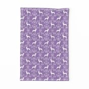 min pin floral silhouette miniature doberman pinscher fabric purple