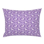 min pin floral silhouette miniature doberman pinscher fabric purple