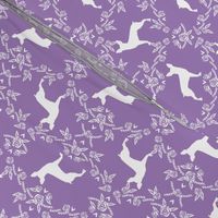 min pin floral silhouette miniature doberman pinscher fabric purple