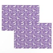 min pin floral silhouette miniature doberman pinscher fabric purple