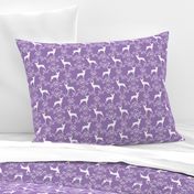 min pin floral silhouette miniature doberman pinscher fabric purple