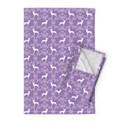 min pin floral silhouette miniature doberman pinscher fabric purple