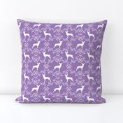 min pin floral silhouette miniature doberman pinscher fabric purple