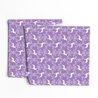 min pin floral silhouette miniature doberman pinscher fabric purple