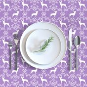 min pin floral silhouette miniature doberman pinscher fabric purple