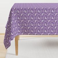 min pin floral silhouette miniature doberman pinscher fabric purple