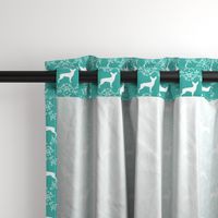 min pin floral silhouette miniature doberman pinscher fabric turquoise