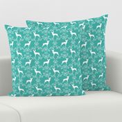 min pin floral silhouette miniature doberman pinscher fabric turquoise