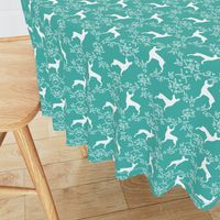 min pin floral silhouette miniature doberman pinscher fabric turquoise