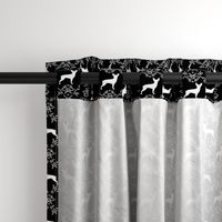 min pin floral silhouette miniature doberman pinscher fabric black and white