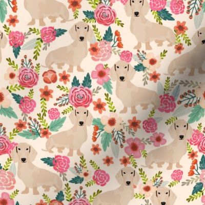doxie floral cream dachshunds dog breed fabric lite