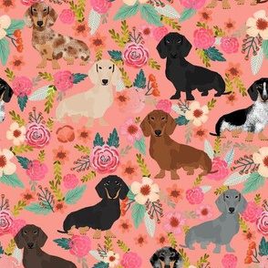 doxie floral mixed coats dachshunds dog breed fabric medium