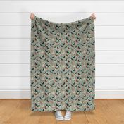 doxie floral mixed coats dachshunds dog breed fabric mint