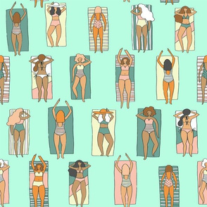 Sunbathers // beach summer vacation seaside sun bikini bathing suit fabric mint